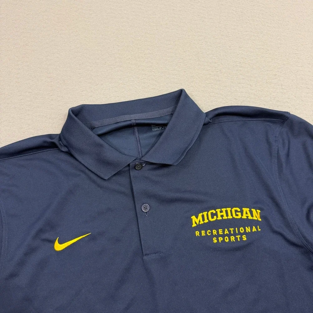 Nike Dri-FIT Michigan Recreational Sports Polo Shirt Small Wolverines Blue NWOT